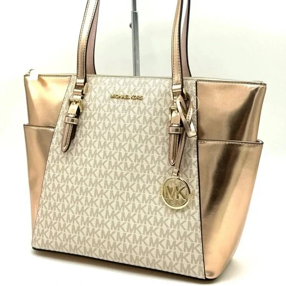 Michael Kors Large Charlotte TZ Tote Bag Rose Gold - Picture 3 of 10